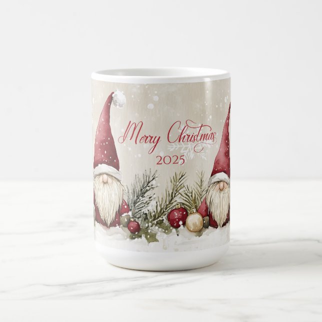 Caneca De Café Christmas Santa Gnomes, Pine, Berries | (Centro)