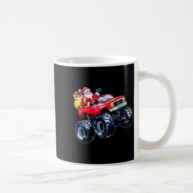 Caneca De Café Christmas Santa Monster Truck Xmas Boys Kids Toddl (Direita)