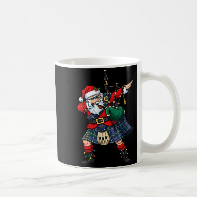 Caneca De Café Christmas Santa Playing Scottish Bagpes Funny Holi (Direita)