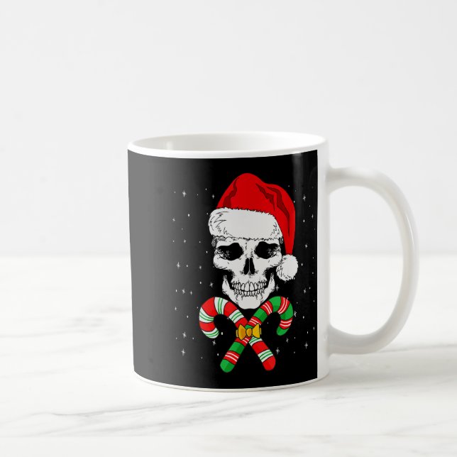 Caneca De Café Christmas Santa Skull Xmas Candy Skull Wearing San (Direita)