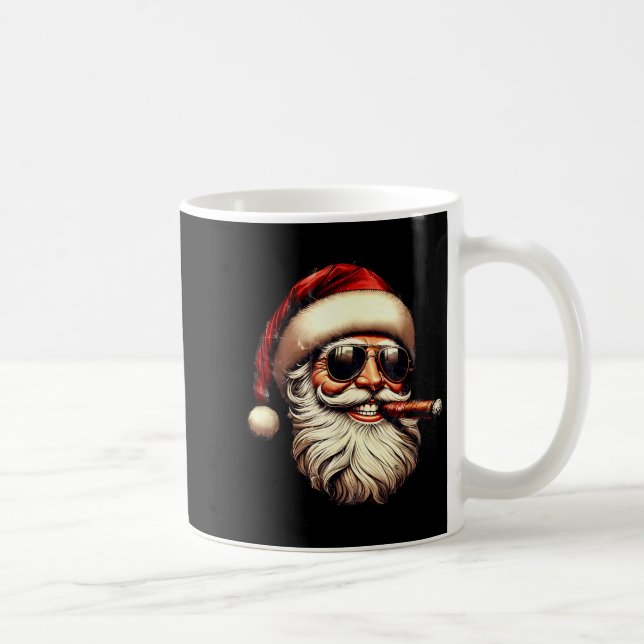 Caneca De Café Christmas Santa Smoking Cigar With Sungl Cigar Smo (Direita)
