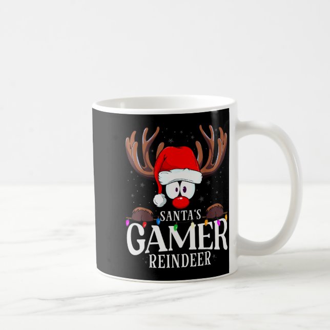 Caneca De Café Christmas Santa's Gamer Reindeer Matching X-mas  (Direita)