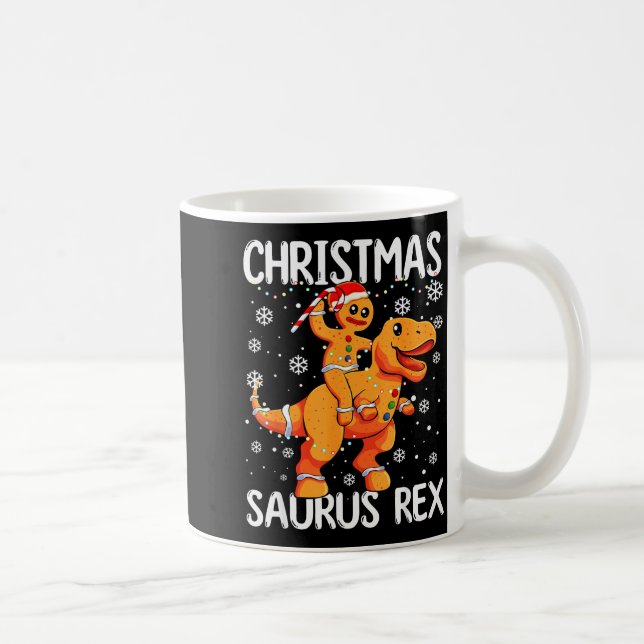 Caneca De Café Christmas Saurus Rex Gingerbread Man Cookie Trex B (Direita)