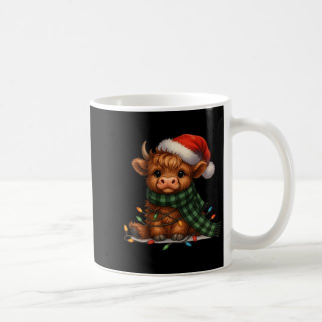 Caneca De Café Christmas Scottish Highland Cow Santa Xmas Farm An (Direita)