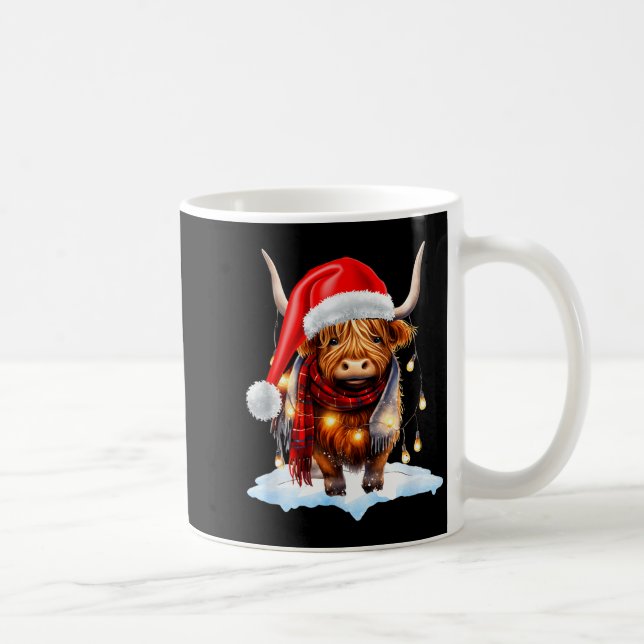 Caneca De Café Christmas Scottish Highland Cow Wrapped In Christm (Direita)