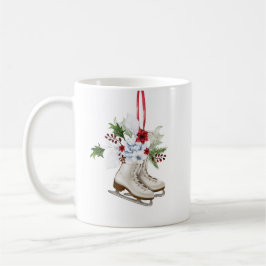Caneca De Café Christmas skating shoes with flowers and leaves