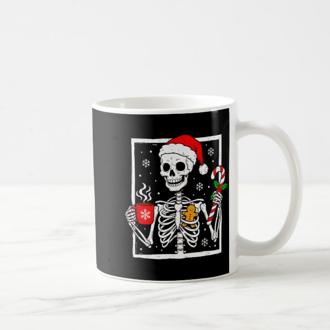 Caneca De Café Christmas Skeleton Hat Santa Coffee Candy Cane Xma (Direita)