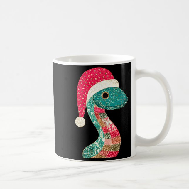 Caneca De Café Christmas Snake Santa Hat Holiday Fun Premium Tri- (Direita)