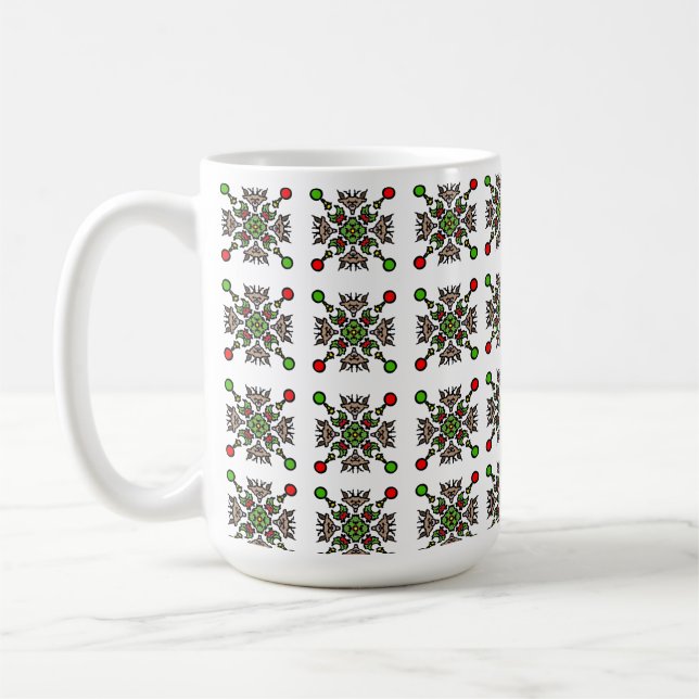 Caneca De Café Christmas Snowflake Mandala (Esquerda)