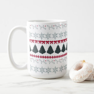 Caneca De Café Christmas Snowflakes and Trees