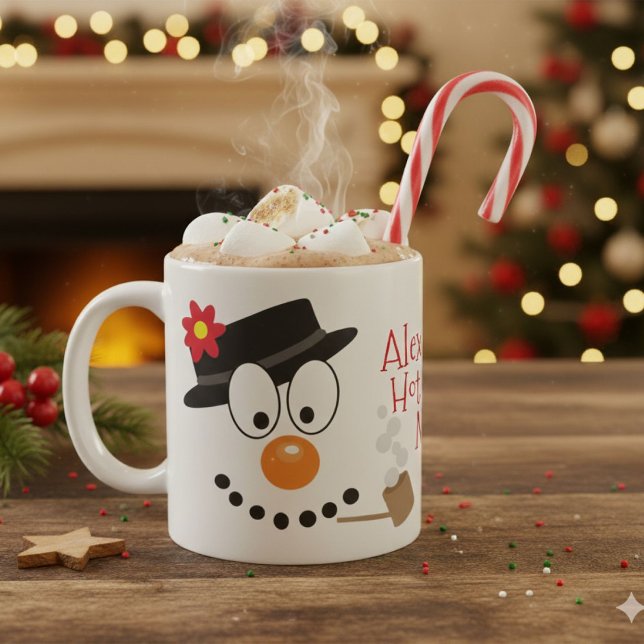 Caneca De Café Christmas Snowman Personalize Fun Hot Cocoa or (Criador carregado)