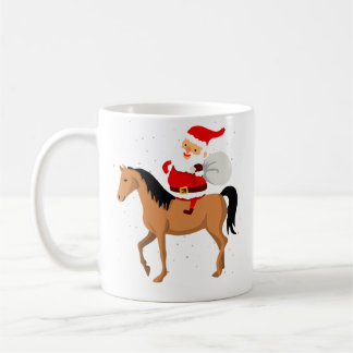 Caneca De Café Christmas Snowy Santa Riding Horse Xmas Ugly