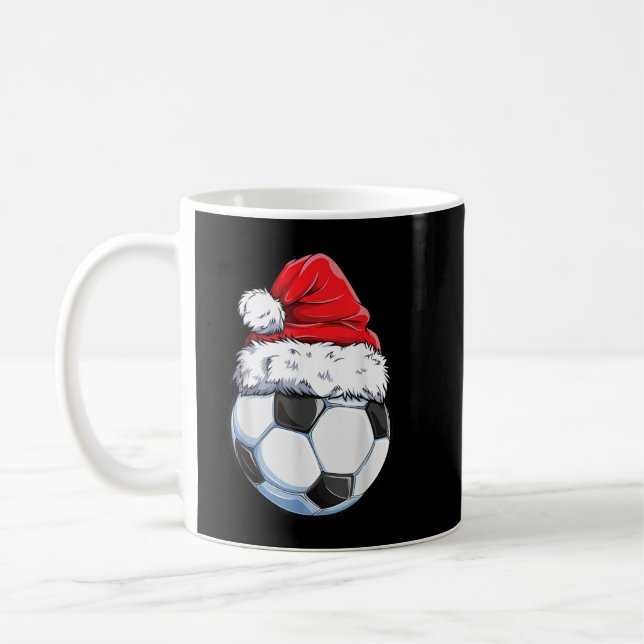 Caneca De Café Christmas Soccer Ball Santa Hat Funny Sport Xmas B (Esquerda)