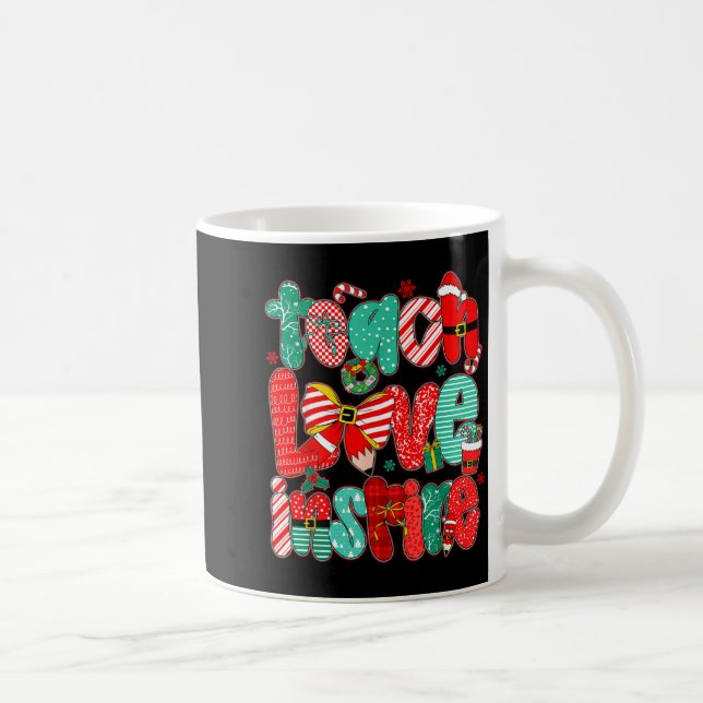 Caneca De Café Christmas Teacher Teach Love Insre Xmas Vibes  (Direita)