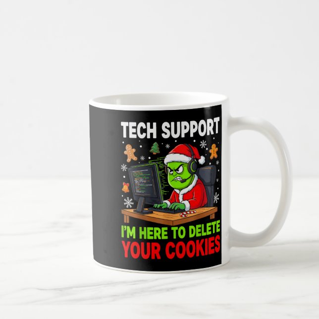 Caneca De Café Christmas Tech Suprt Here To Delete Cookies Holida (Direita)