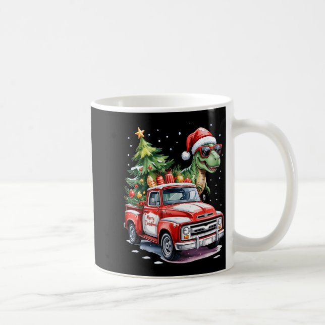 Caneca De Café Christmas Tree Car Truck Dinosaur Trex Christmas B (Direita)