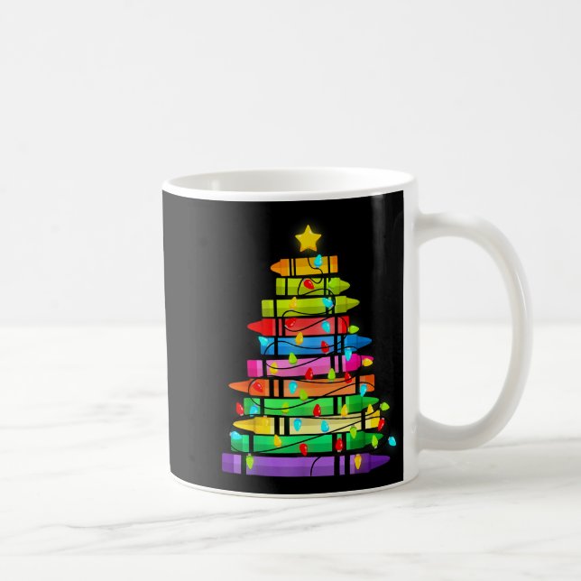 Caneca De Café Christmas Tree Made Of Crayons School Teacher Life (Direita)