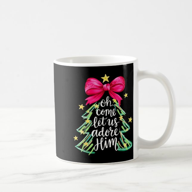 Caneca De Café Christmas Tree Oh Come Let Us Adore Him Coquette B (Direita)