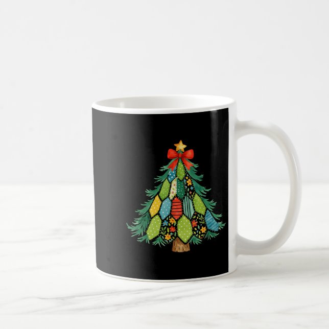 Caneca De Café Christmas Tree Patchwork Coquette Bow Xmas Holiday (Direita)