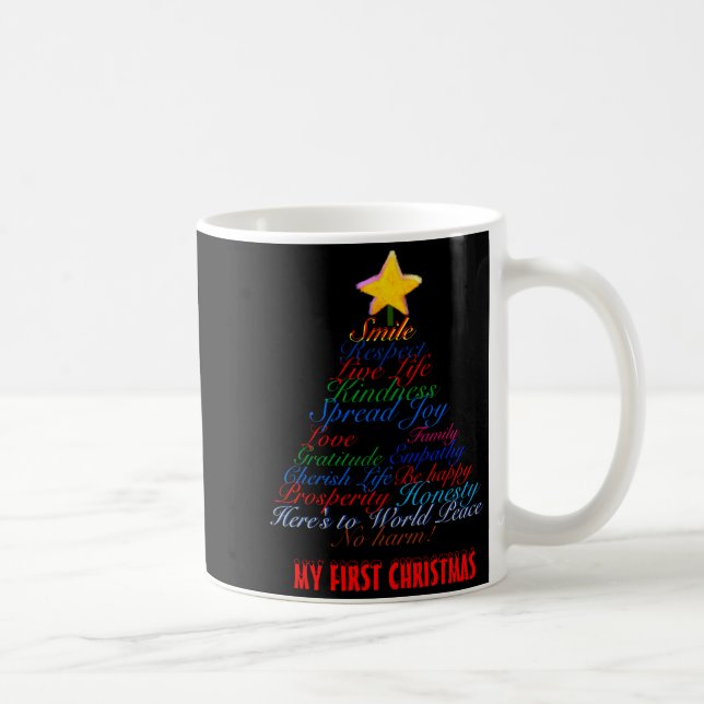 Caneca De Café Christmas Tree Tygraphy Babys First Christmas Baby (Direita)