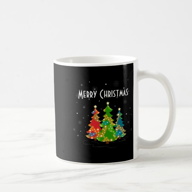 Caneca De Café Christmas Trees Snowflakes Whimsical Fun Red T Shi (Direita)