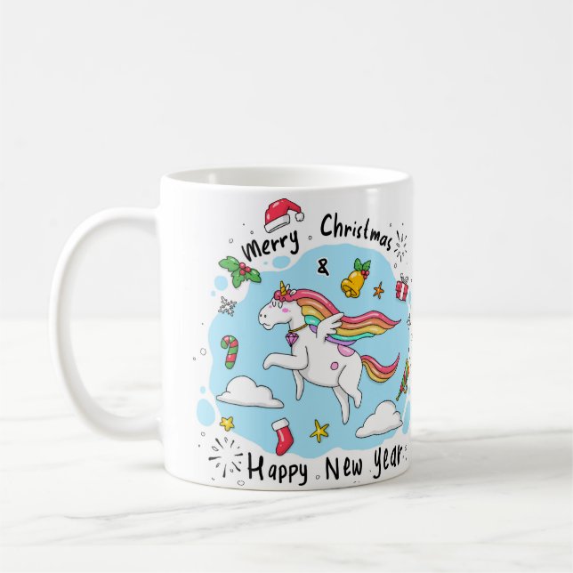 Caneca De Café Christmas Unicorn (Esquerda)