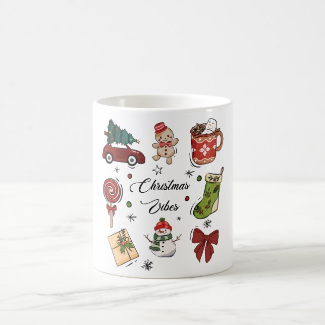 Caneca De Café Christmas Vibes Holiday Sticker Pack (Centro)