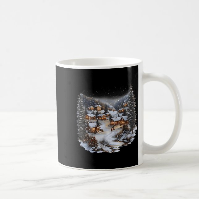 Caneca De Café Christmas Village Town Holiday Winter Scene Festiv (Direita)