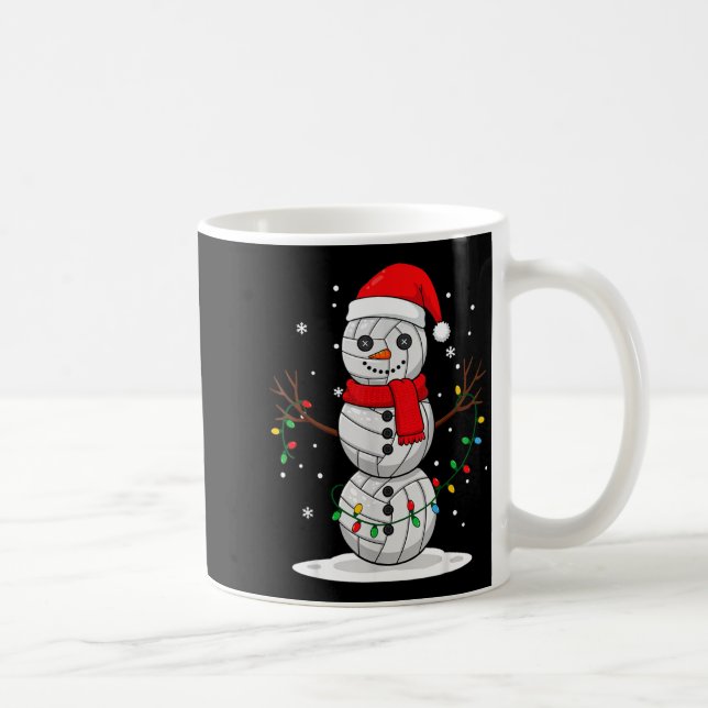 Caneca De Café Christmas Volleyball Snowman Santa Hat Funny Holid (Direita)