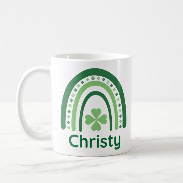 Caneca De Café Christy Name Clover Boho Rainbow (Esquerda)