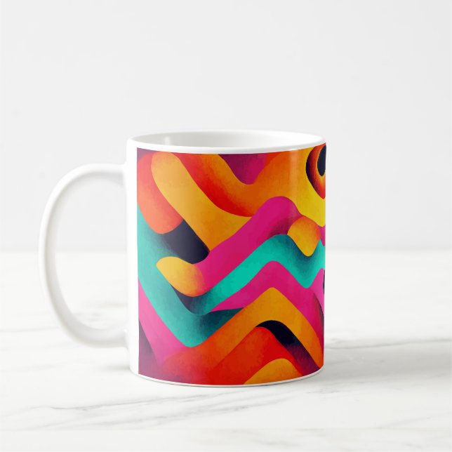 Caneca De Café Chromatic Waves – Abstract Art Mug (Esquerda)