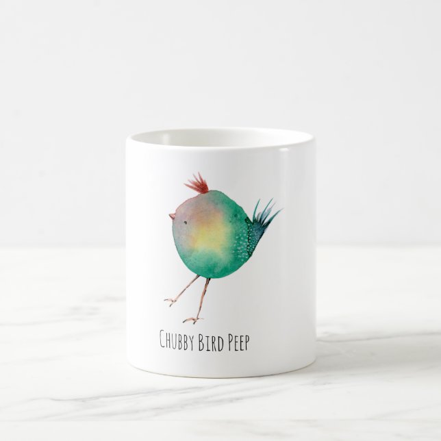 Caneca De Café Chubby Bird Peep, Whimsical bird, colourfull Koffi (Centro)