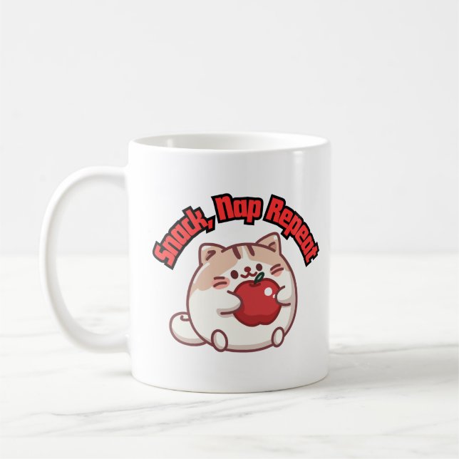 Caneca De Café Chubby Gato Kawaii Design Mug (Esquerda)