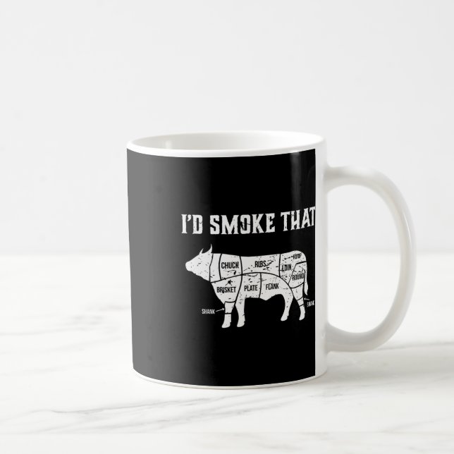 Caneca De Café Churrasco Engraçado Fumar Esse Prêmio De Vaca (Direita)