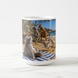 Caneca De Café Churrasco na Praia de Cangurus e Coalas