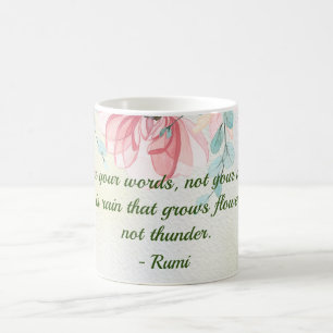 Caneca De Café Chuva Cresce Flores Rumi Citação