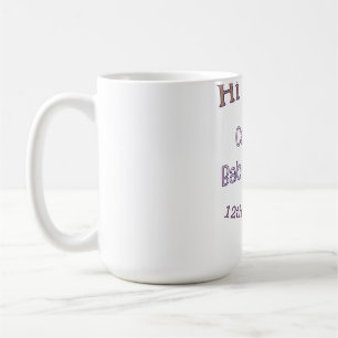 Caneca De Café chuva de bebê azul nome data marrom moderno tendên