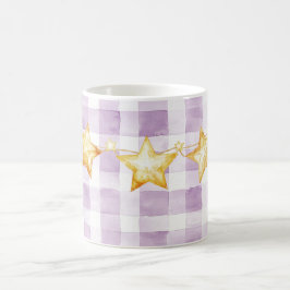 Caneca De Café Chuva de Bebê Listras Brancas Roxas Estrelas Doura
