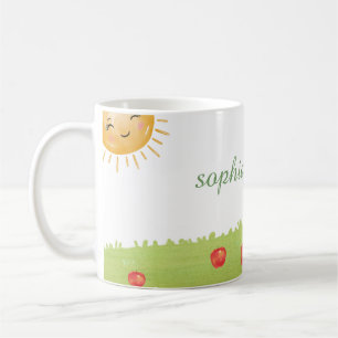 Caneca De Café Chuva de Bebê Pomar de Maçã em Aquarela