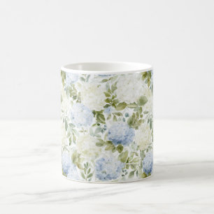 Caneca De Café Chuva de Noiva Floral Romântica Hortênsia Azul Bra