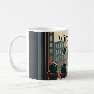 Caneca De Café Chuva do cacto da janela