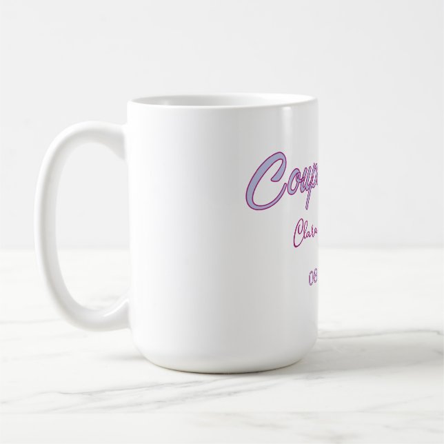 Caneca De Café chuveiro de casal nome data cinza moderno simples  (Esquerda)