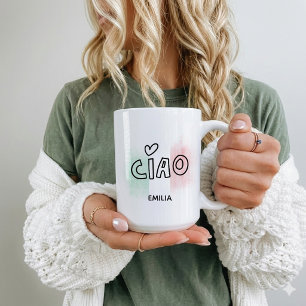 Caneca De Café CIAO bandeira italiana verde branco vermelho Itáli