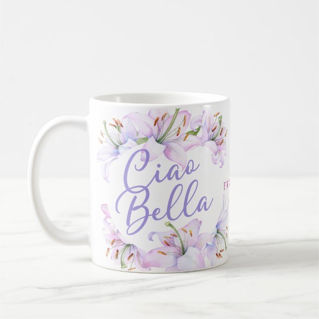 Caneca De Café Ciao Bella Personalizado Lillies (Esquerda)