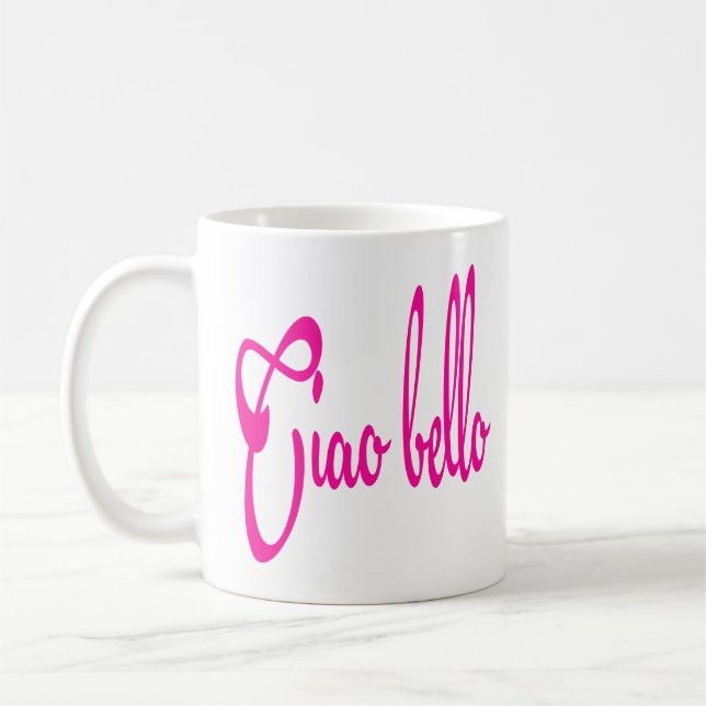 Caneca De Café Ciao Bello Olá Bella Cotações Italianas (Esquerda)