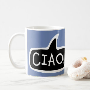 Caneca De Café CIAO! Cumprimento italiano, olá!, bolha do