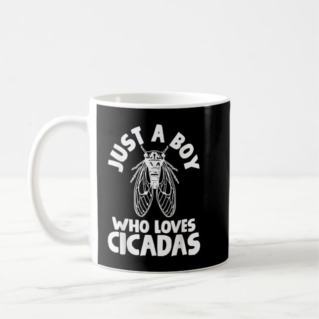 Caneca De Café Cicada Apenas Um Menino Que Ama Cicadas (Esquerda)