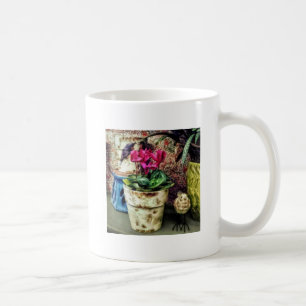 Caneca De Café Cíclame em vaso e pássaro de cerâmica