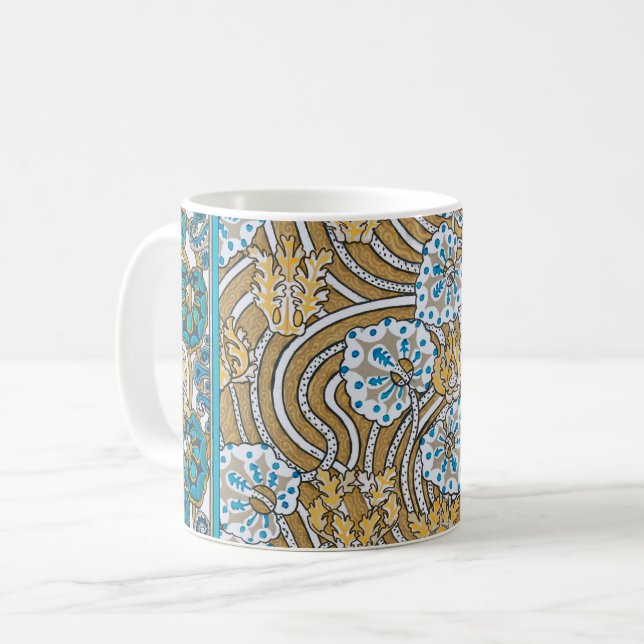 Caneca De Café ciclamen azul arte nova flor botânica (Frente Esquerda)