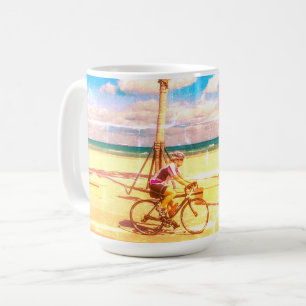 Caneca De Café Ciclismo ao longo da Praia